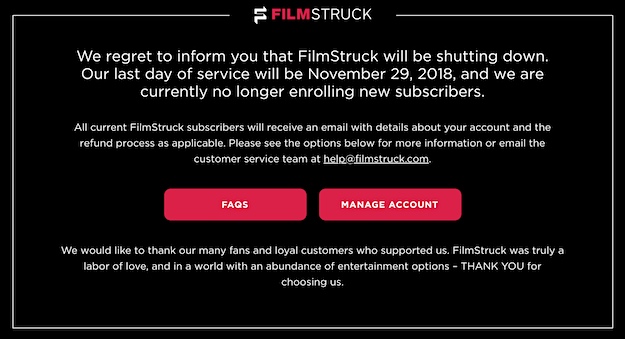 FilmStruck RIP