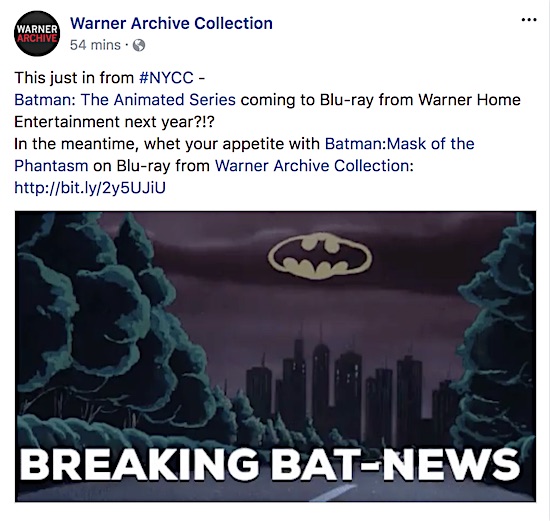 Warner Archive announces Batman: The Animated Series on BD