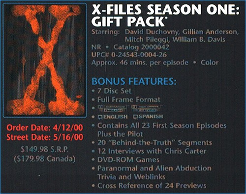 X-Files Season One Gift Pack sell sheet  (66k)