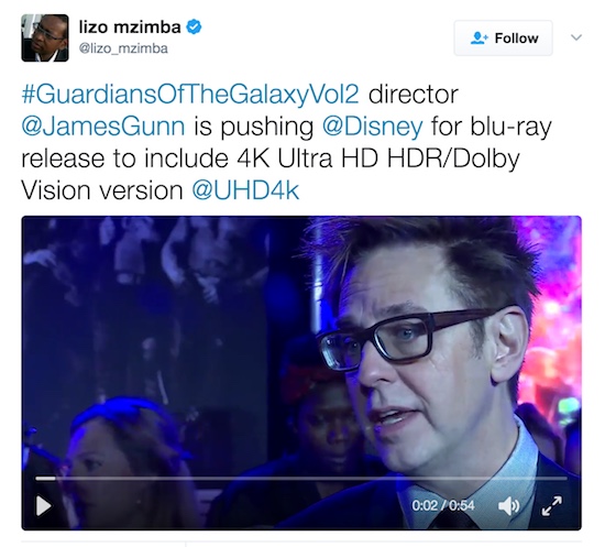 Lizo Mzimba's James Gunn tweet 4K
