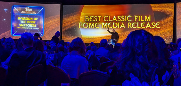 Frank Tarzi accepts the Saturn Award for Kino Lorber Studio Classics