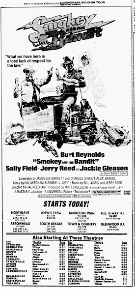 A newspaper ad for Smokey and the Bandit