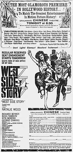A newspaper ad for West Side Story (1961)