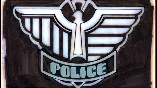 A sketch of a police badge.