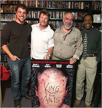 King of the Ants cast members and director (L to R): Chris McKenna, Vernon Wells, Stuart Gordon and Lionel Mark Smith
